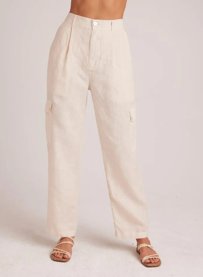 Pleated Linen Cargo Trousers 8211 Samba Tan Women Bella Dahl Pants