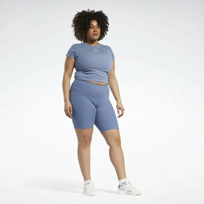 Plus Size 1X4X Womens Reebok Classics Legging Shorts Plus Size Blue Slate