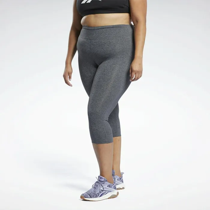 Plus Size 1X4X Womens Reebok Lux 34 Length 2 Leggings Dark Grey Heather