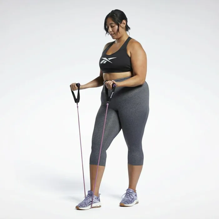Plus Size 1X4X Womens Reebok Lux 34 Length 2 Leggings Dark Grey Heather