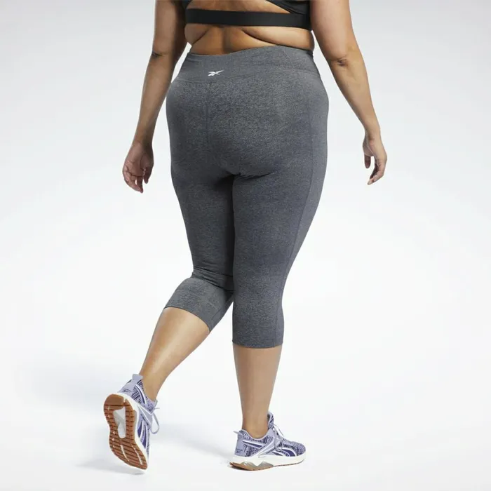 Plus Size 1X4X Womens Reebok Lux 34 Length 2 Leggings Dark Grey Heather