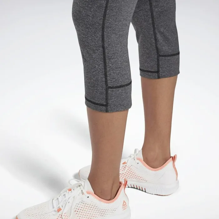 Plus Size 1X4X Womens Reebok Lux 34 Length 2 Leggings Dark Grey Heather
