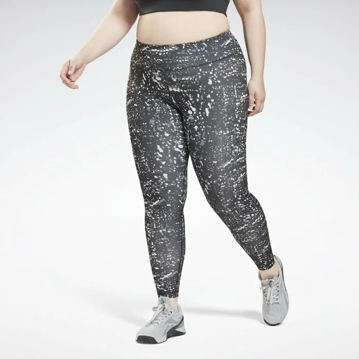 Plus Size 1X4X Womens Reebok Workout Ready Printed Leggings Plus Size Black