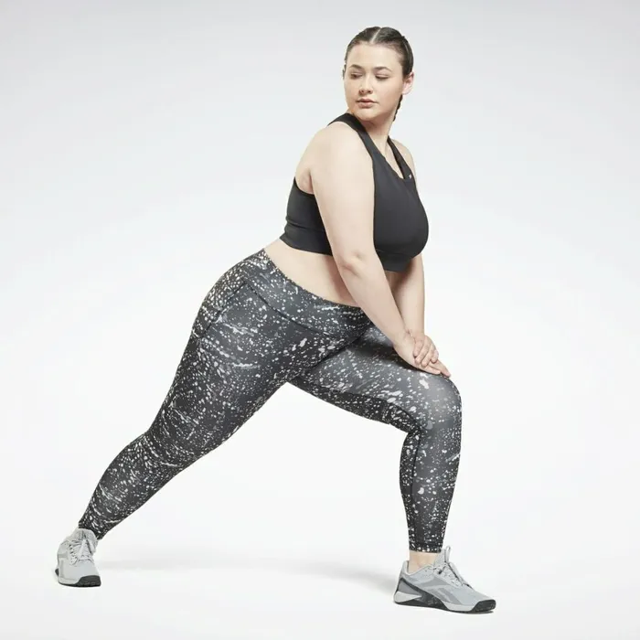 Plus Size 1X4X Womens Reebok Workout Ready Printed Leggings Plus Size Black