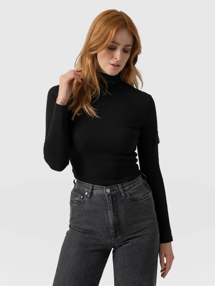 Pocket Turtle Neck 8211 Black Black Women Saint And Sofia Casual Tops