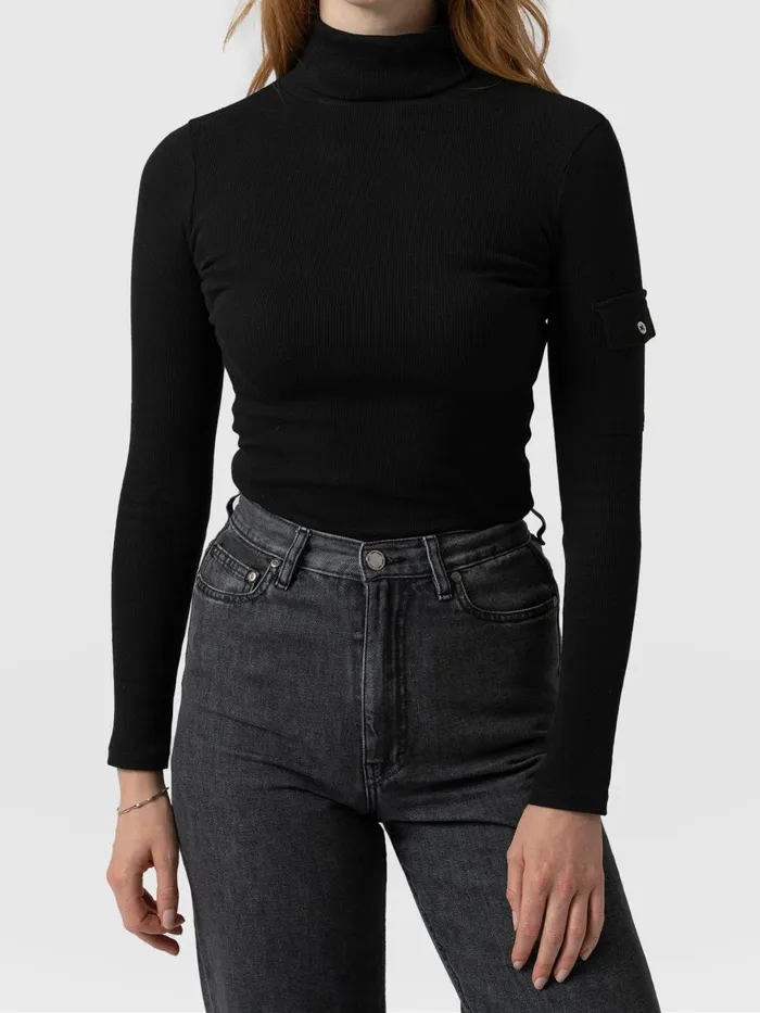 Pocket Turtle Neck 8211 Black Black Women Saint And Sofia Casual Tops