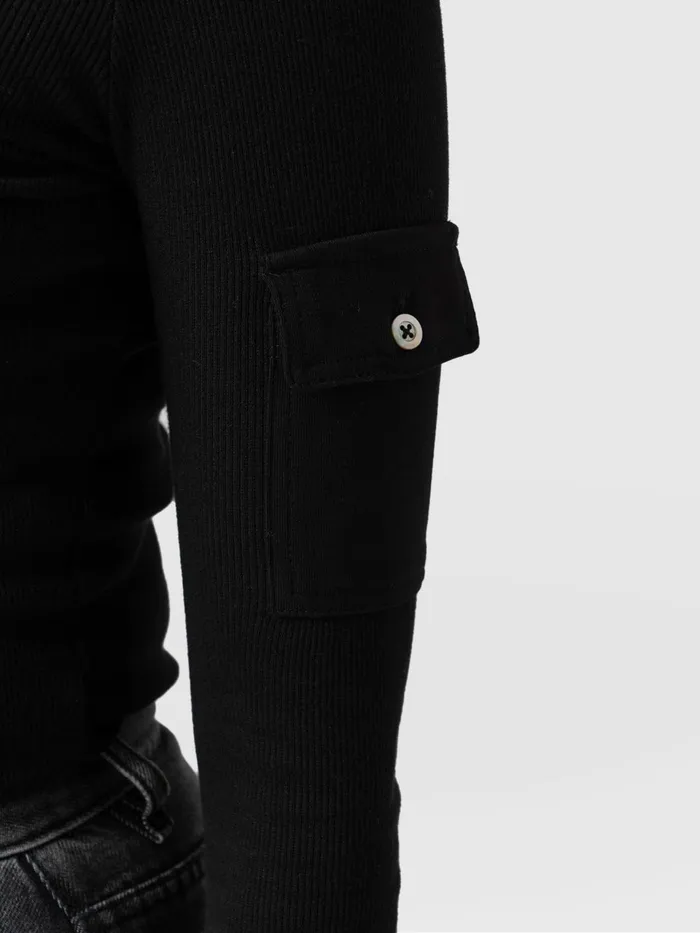 Pocket Turtle Neck 8211 Black Black Women Saint And Sofia Casual Tops