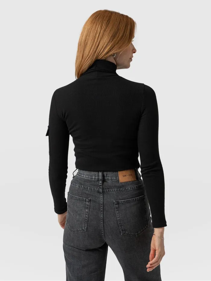 Pocket Turtle Neck 8211 Black Black Women Saint And Sofia Casual Tops
