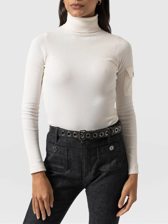 Pocket Turtle Neck 8211 Cream Cream Women Saint And Sofia Casual Tops