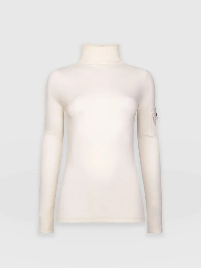 Pocket Turtle Neck 8211 Cream Cream Women Saint And Sofia Casual Tops