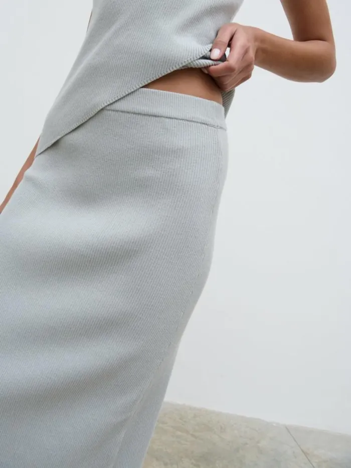 Pretty Lavish Bottoms Women Bexley Knit Midaxi Skirt Blue