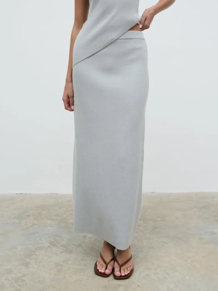 Pretty Lavish Bottoms Women Bexley Knit Midaxi Skirt Blue