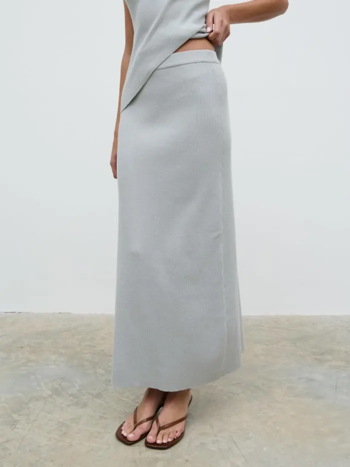 Pretty Lavish Bottoms Women Bexley Knit Midaxi Skirt Blue