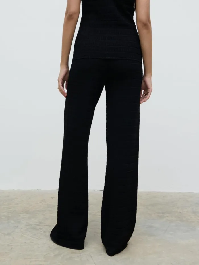 Pretty Lavish Bottoms Women Bridget Crochet Knit Trousers Black