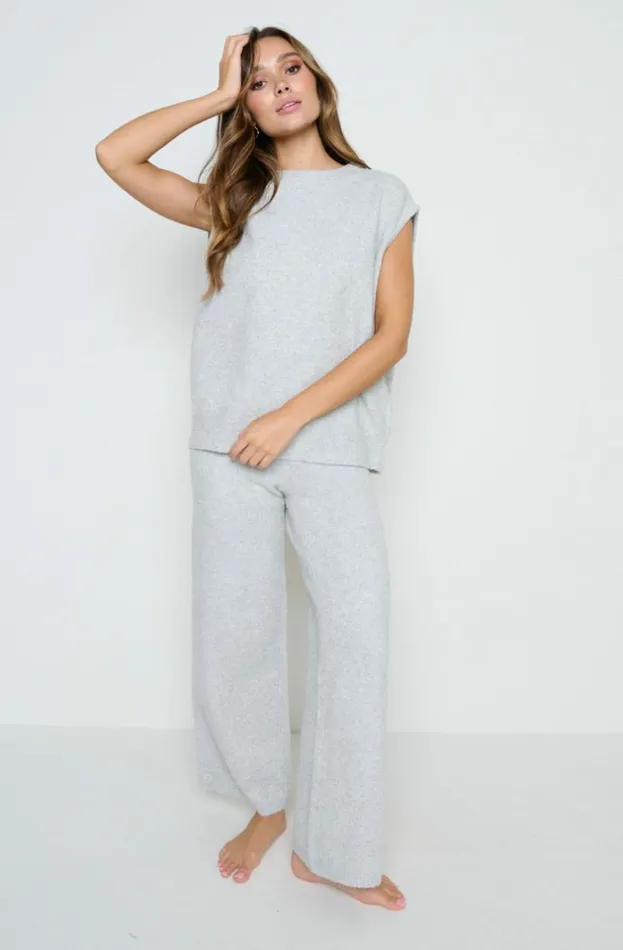 Pretty Lavish Bottoms Women Millie Knit Trousers Grey