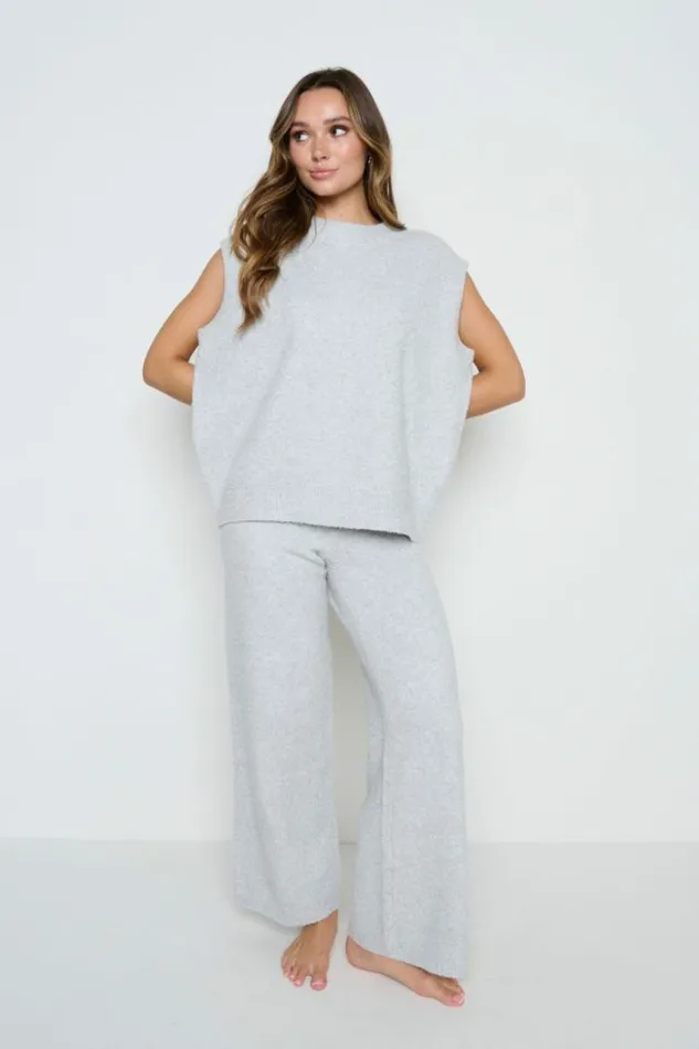 Pretty Lavish Bottoms Women Millie Knit Trousers Grey