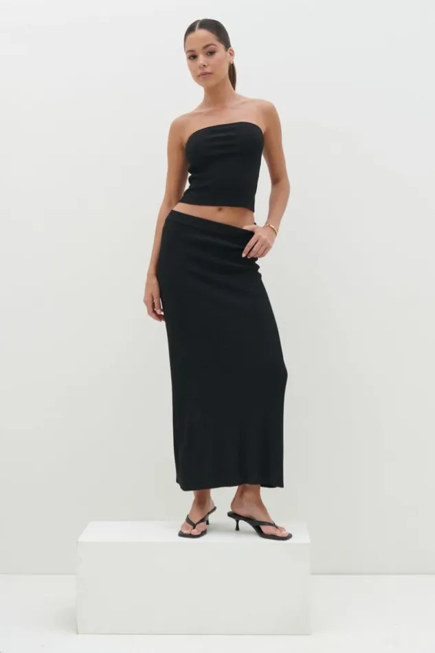 Pretty Lavish Bottoms Women Reese Midaxi Knit Skirt Black