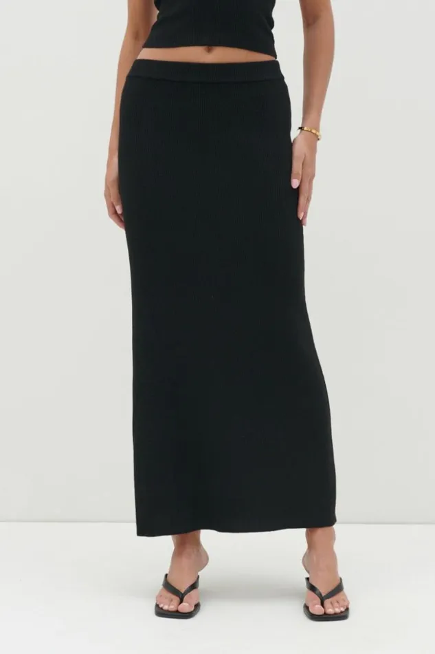 Pretty Lavish Bottoms Women Reese Midaxi Knit Skirt Black
