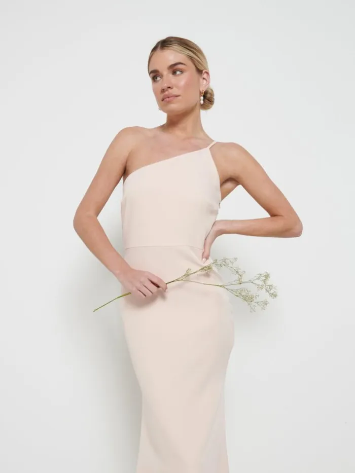 Pretty Lavish Bridesmaid Dresses Women Amelia Crepe Maxi Bridesmaid Dress Blush