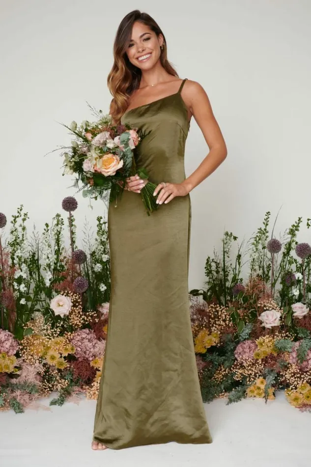 Pretty Lavish Bridesmaid Dresses Women Amelia Maxi Bridesmaid Dress Dark Olive