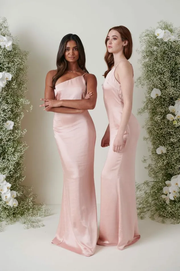 Pretty Lavish Bridesmaid Dresses Women Amelia Maxi Bridesmaid Dress Matte True Blush