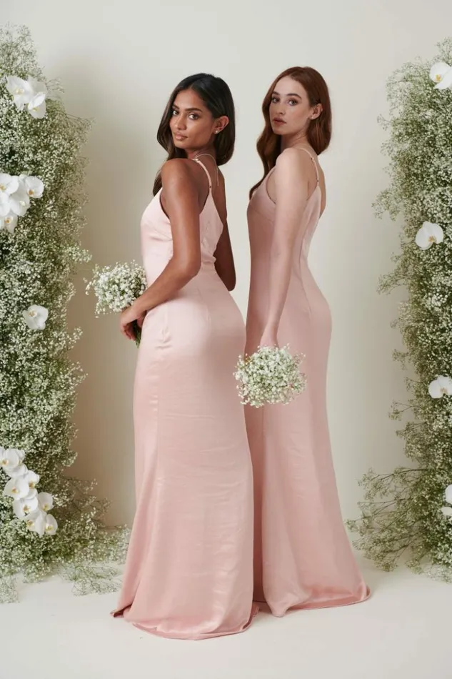 Pretty Lavish Bridesmaid Dresses Women Amelia Maxi Bridesmaid Dress Matte True Blush