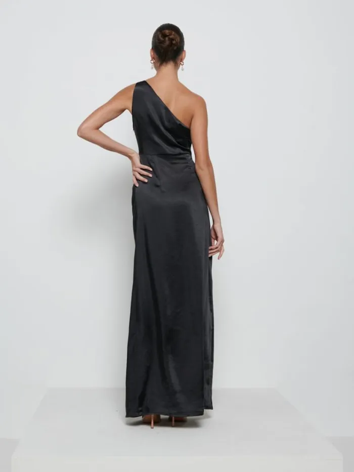 Pretty Lavish Bridesmaid Dresses Women Amelia Ruched Maxi Bridesmaid Dress Black