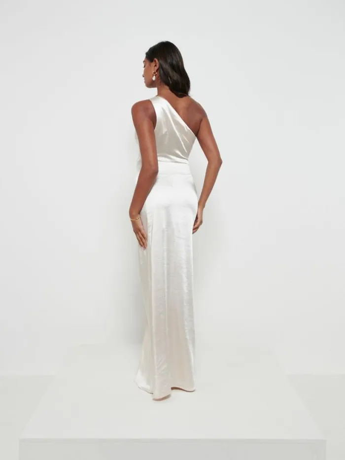 Pretty Lavish Bridesmaid Dresses Women Amelia Ruched Maxi Bridesmaid Dress Champagne
