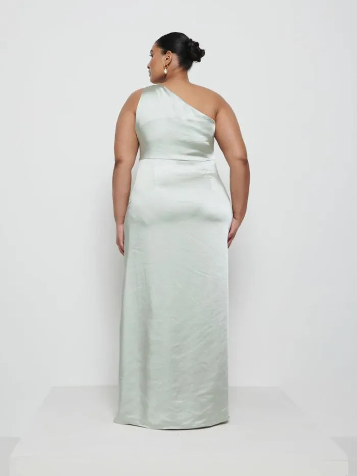 Pretty Lavish Bridesmaid Dresses Women Amelia Ruched Maxi Bridesmaid Dress Curve Sage