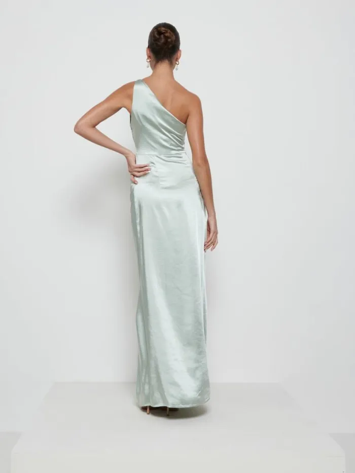 Pretty Lavish Bridesmaid Dresses Women Amelia Ruched Maxi Bridesmaid Dress Sage