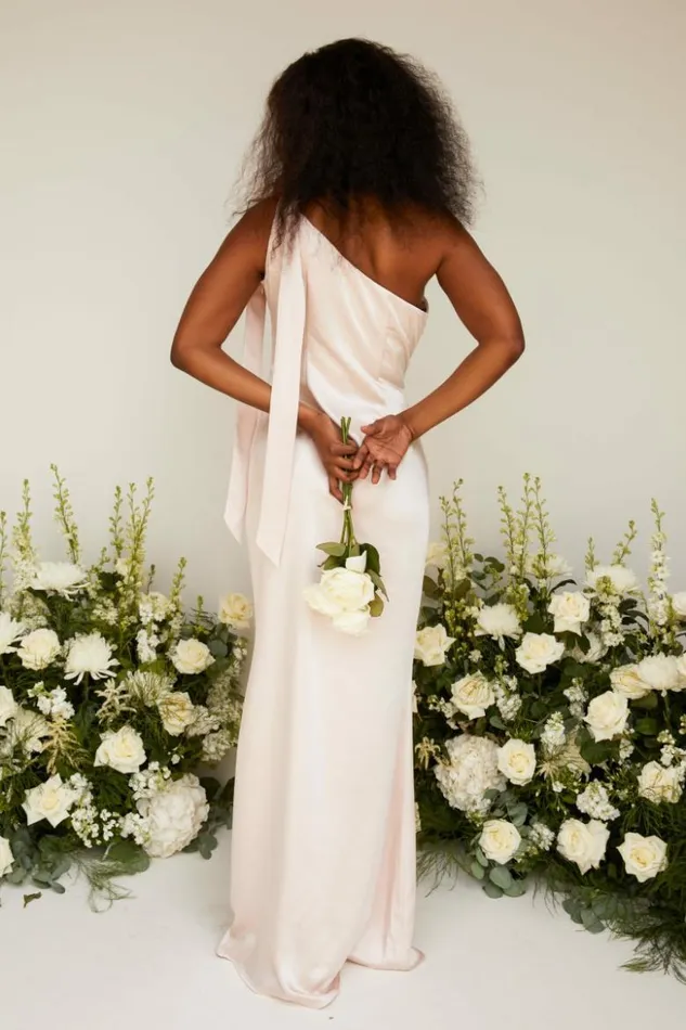 Pretty Lavish Bridesmaid Dresses Women Amelia Tie Maxi Bridesmaid Dress Blush