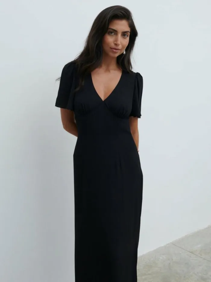 Pretty Lavish Bridesmaid Dresses Women Edie Chiffon Maxi Bridesmaid Dress Black