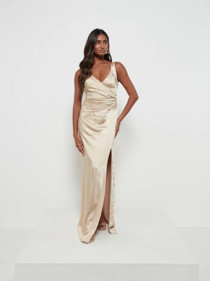Pretty Lavish Bridesmaid Dresses Women Esmee Wrap Maxi Bridesmaid Dress Bronze