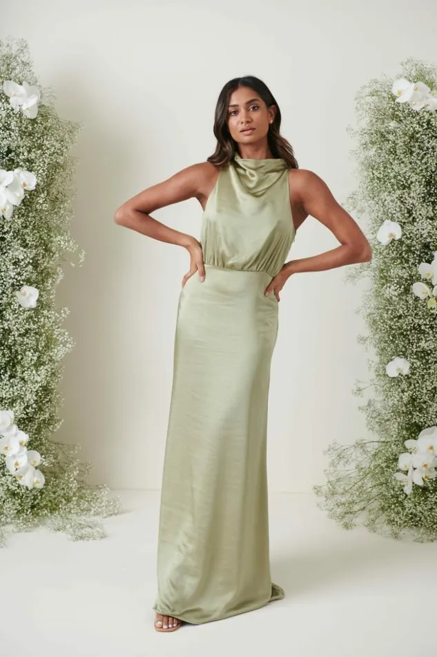 Pretty Lavish Bridesmaid Dresses Women Farrah Maxi Bridesmaid Dress Olive
