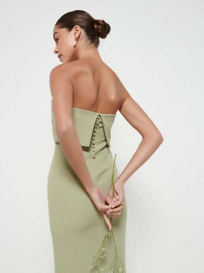Pretty Lavish Bridesmaid Dresses Women Julia Crepe Maxi Bridesmaid Dress Olive