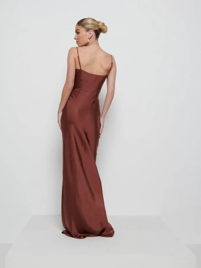 Pretty Lavish Bridesmaid Dresses Women Keisha Maxi Bridesmaid Dress Matte Mahogany