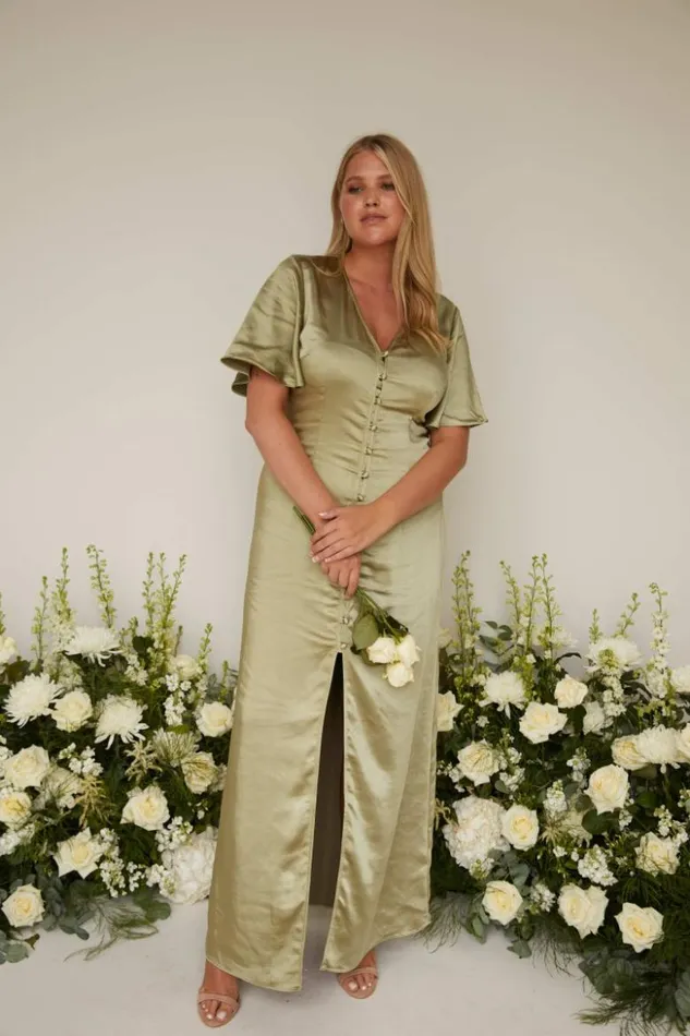 Pretty Lavish Bridesmaid Dresses Women Naya Maxi Bridesmaid Dress Olive