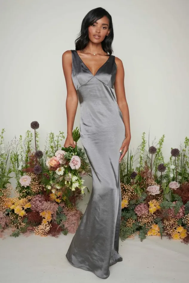 Pretty Lavish Bridesmaid Dresses Women Piper Maxi Bridesmaid Dress Grey