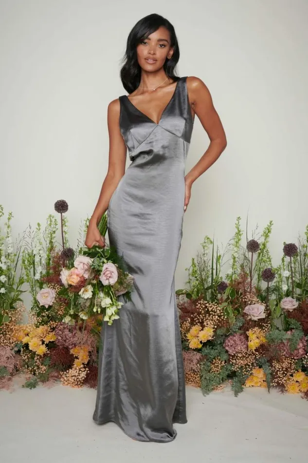 Pretty Lavish Bridesmaid Dresses Women Piper Maxi Bridesmaid Dress Grey