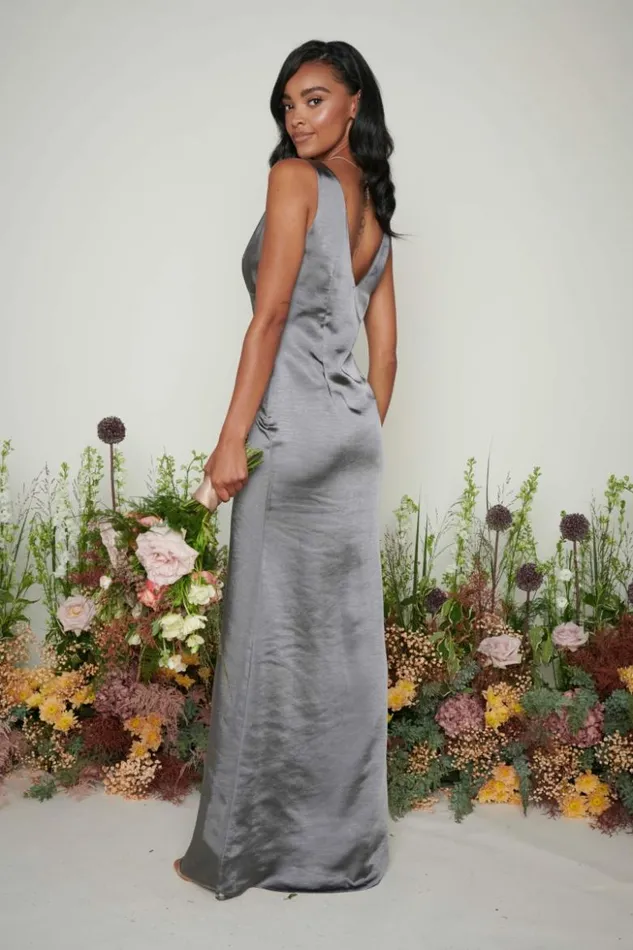 Pretty Lavish Bridesmaid Dresses Women Piper Maxi Bridesmaid Dress Grey