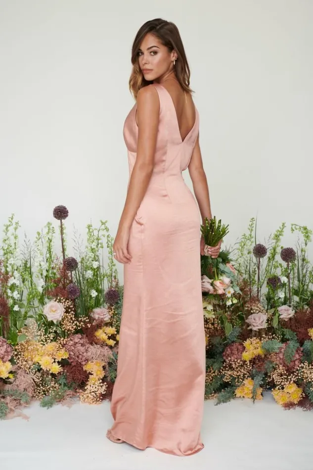 Pretty Lavish Bridesmaid Dresses Women Piper Maxi Bridesmaid Dress Matte Tan Blush