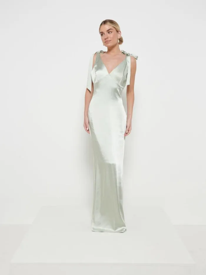 Pretty Lavish Bridesmaid Dresses Women Piper Tie Maxi Bridesmaid Dress Sage
