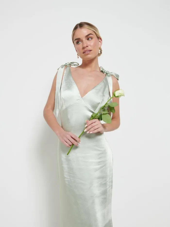 Pretty Lavish Bridesmaid Dresses Women Piper Tie Maxi Bridesmaid Dress Sage