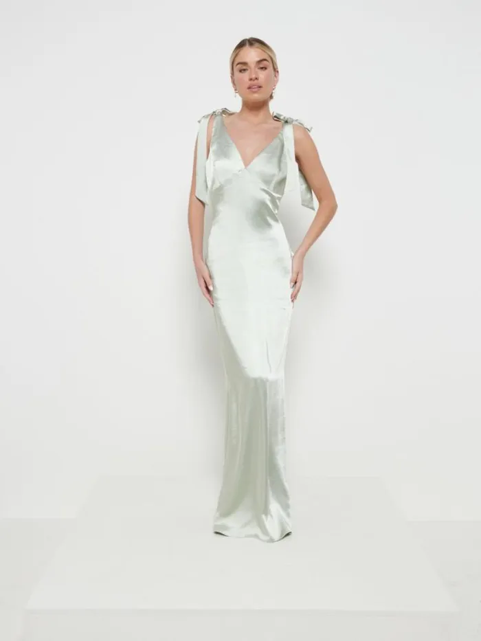 Pretty Lavish Bridesmaid Dresses Women Piper Tie Maxi Bridesmaid Dress Sage