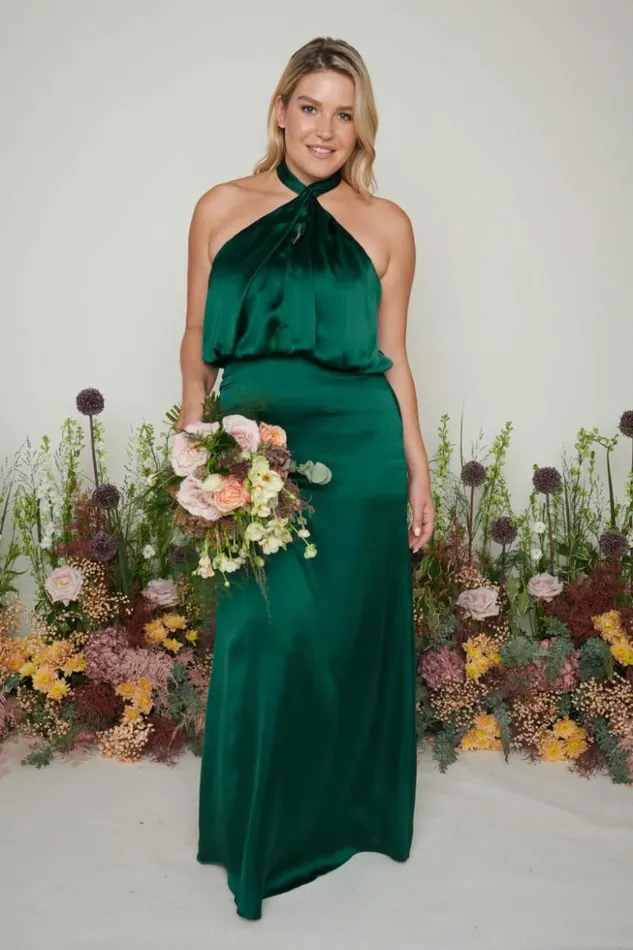 Pretty Lavish Bridesmaid Dresses Women Sammie Recycled Maxi Bridesmaid Dress Emerald