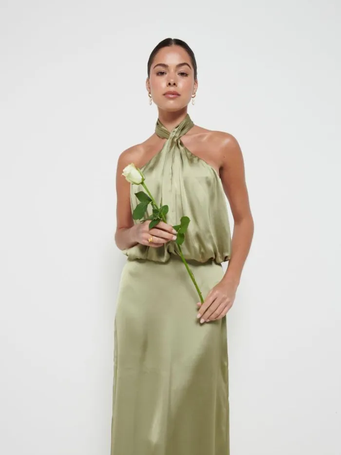 Pretty Lavish Bridesmaid Dresses Women Sammie Recycled Maxi Bridesmaid Dress Olive