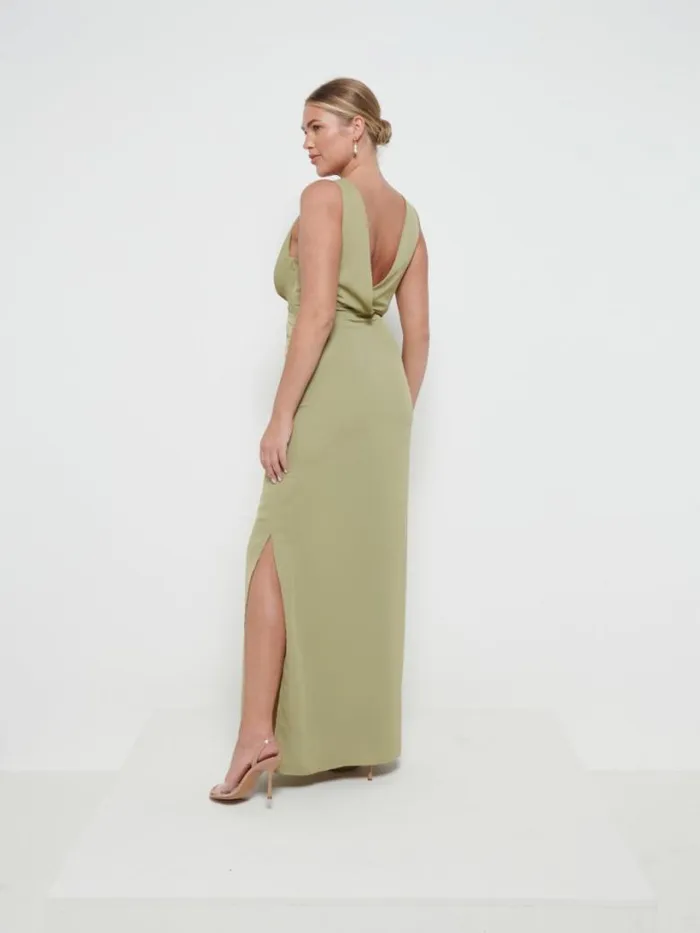 Pretty Lavish Bridesmaid Dresses Women Silva Wrap Maxi Bridesmaid Dress Olive