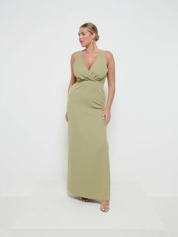 Pretty Lavish Bridesmaid Dresses Women Silva Wrap Maxi Bridesmaid Dress Olive