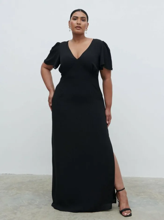 Pretty Lavish Chiffon Bridesmaid Dresses Women Edie Chiffon Maxi Bridesmaid Dress Curve Black