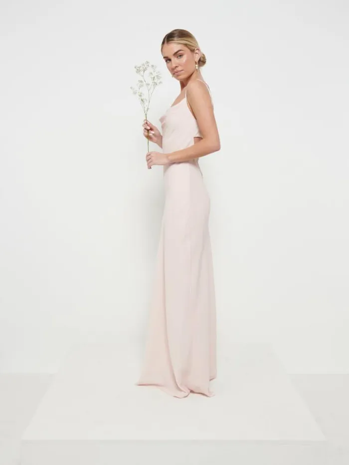 Pretty Lavish Chiffon Bridesmaid Dresses Women Keisha Chiffon Maxi Bridesmaid Dress Blush